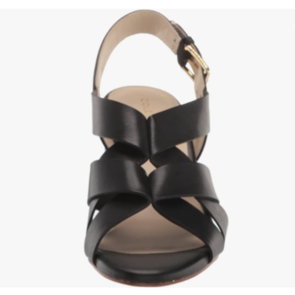 COLE HAAN NWT Womens Size 9 Jamie Block Heel Strappy Sandals Black Brown Buckle - Picture 4 of 6